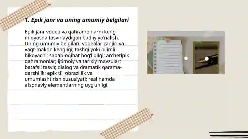 Epik tur janrlari. Hikoya janri 3