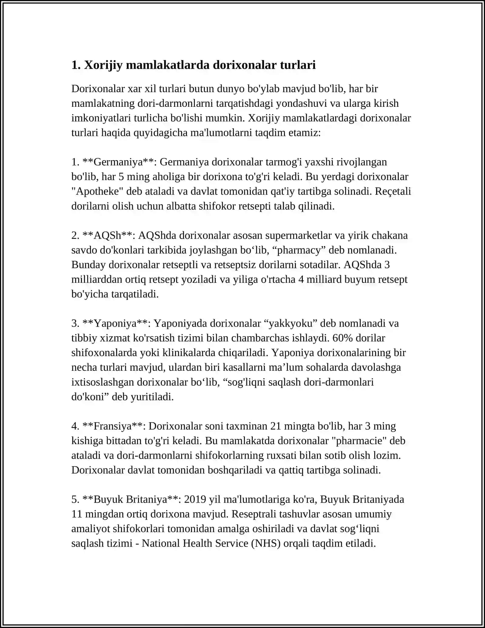 XORIJIY MAMLAKATLARDA DORIXONALAR TURLARI VA ULARNING FAOLIYATI 3