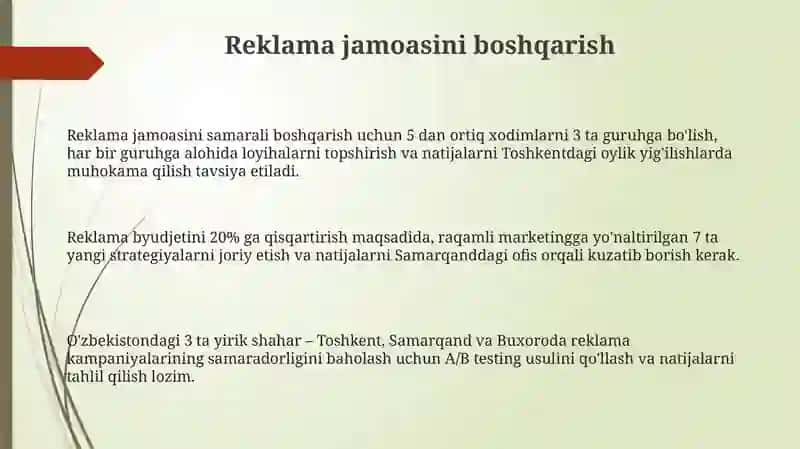 Reklama Faoliyatini Tashkil Etish 3