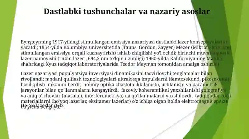 Lazerlarning yaratilishi tarixi va bosqichlari 3