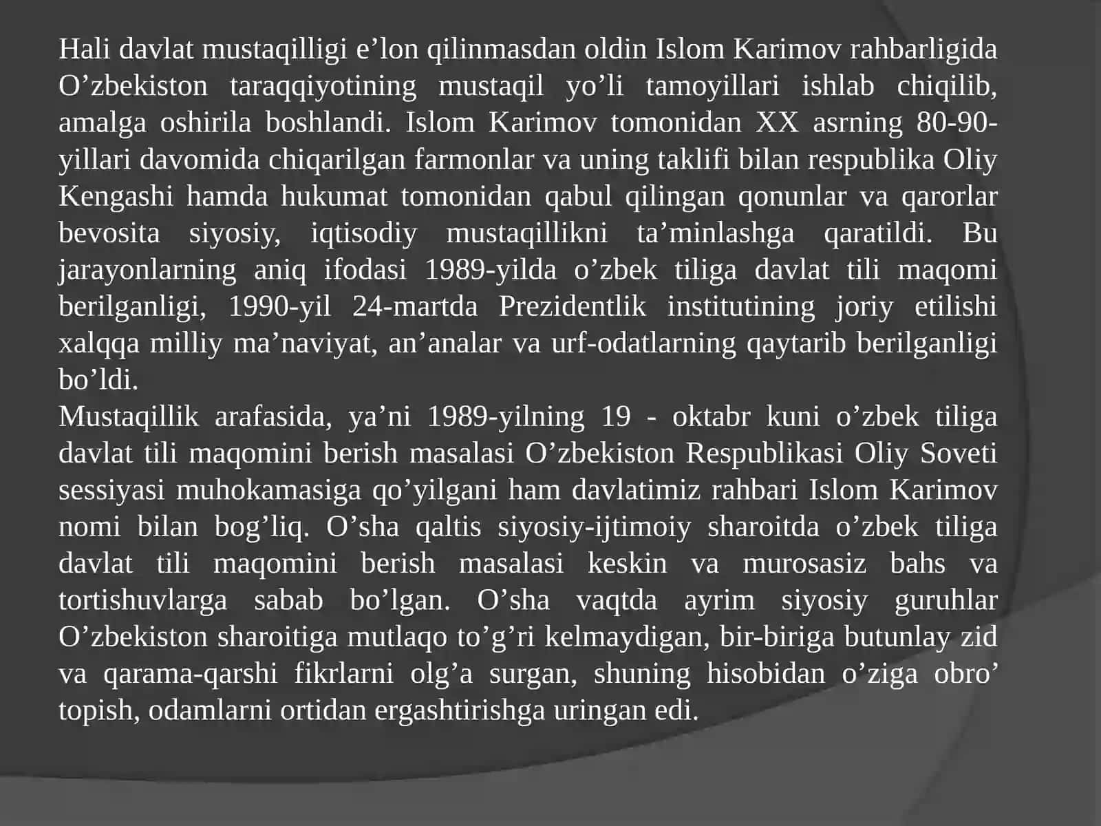 MUSTAQIL О‘ZBEKISTON RESPUBLIKASI TASHKIL TOPISHINING TARIXIY AHAMIYATI. 3