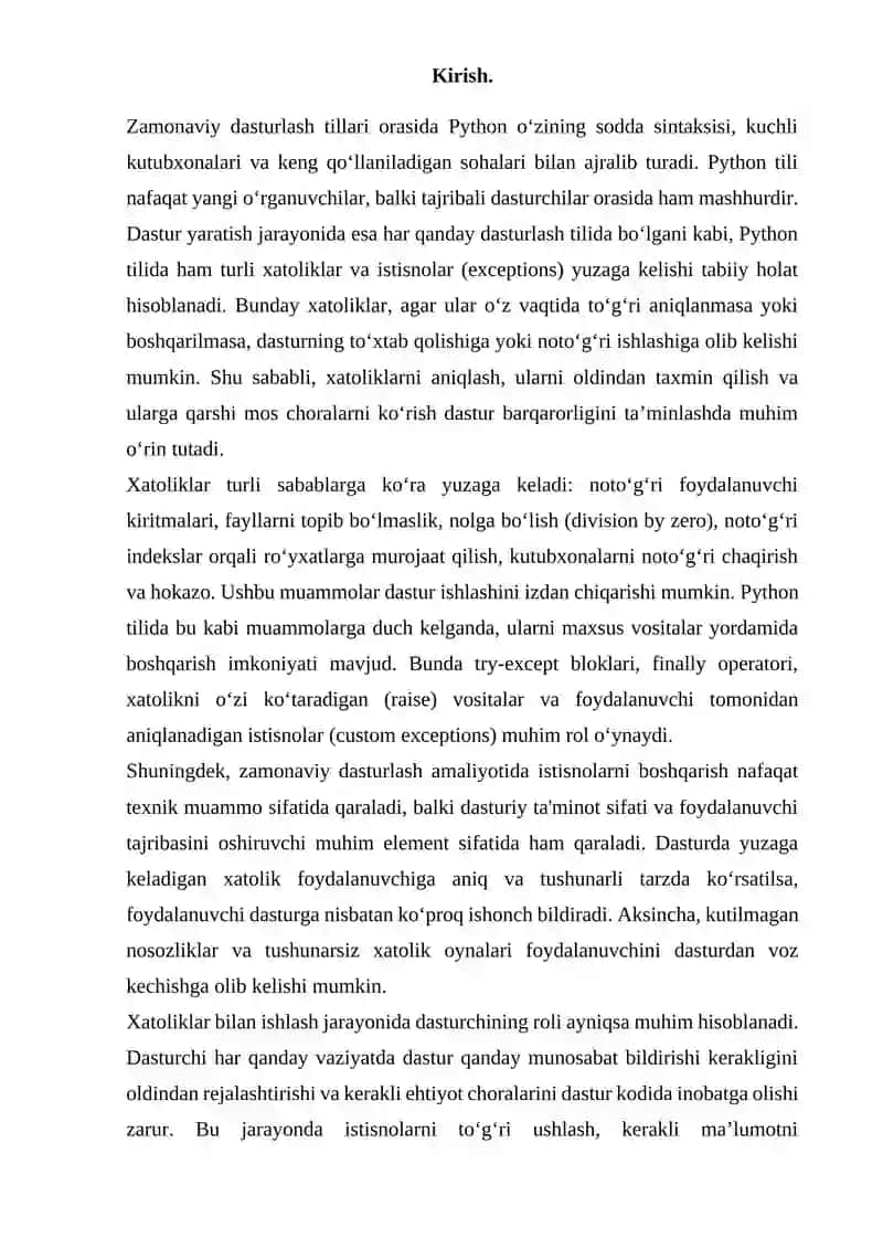 Pythonda xatoliklar va istisnolar bilan ishlash 3