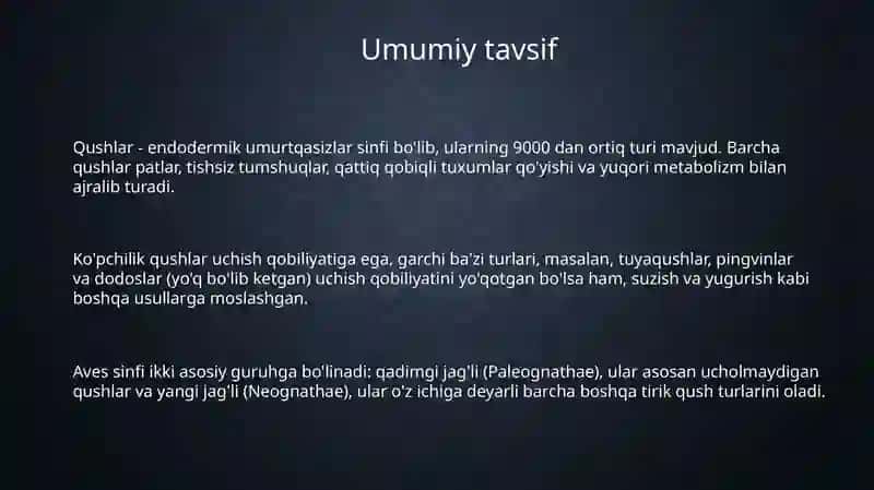 Biologiya (Qushlar sinfi) 3
