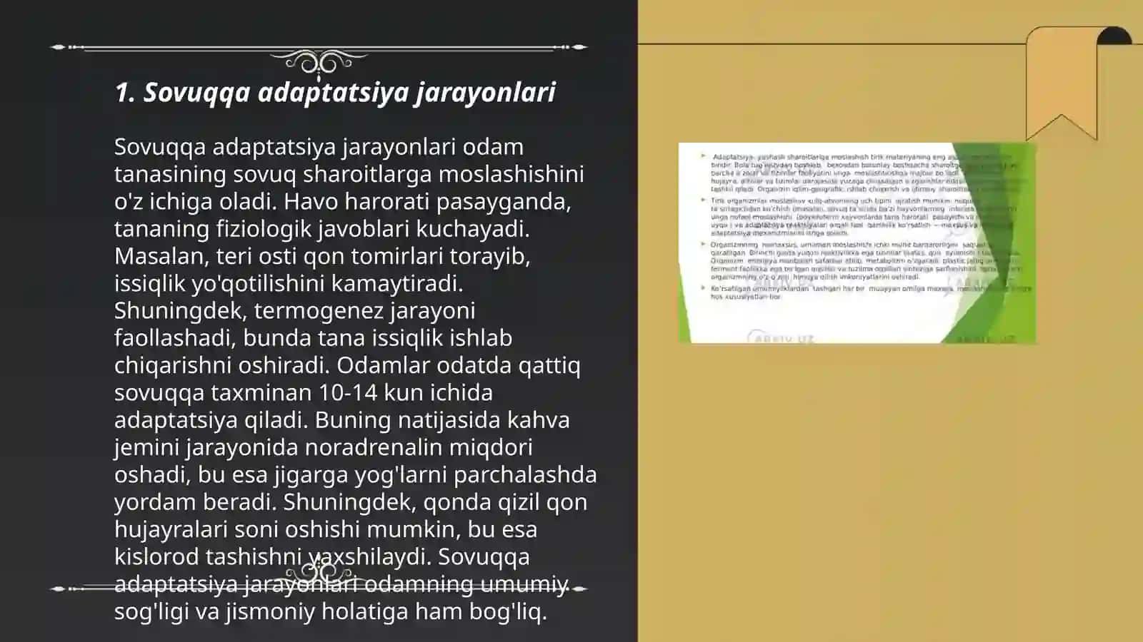 Sovuqqa adaptatsiya jarayonlari 3