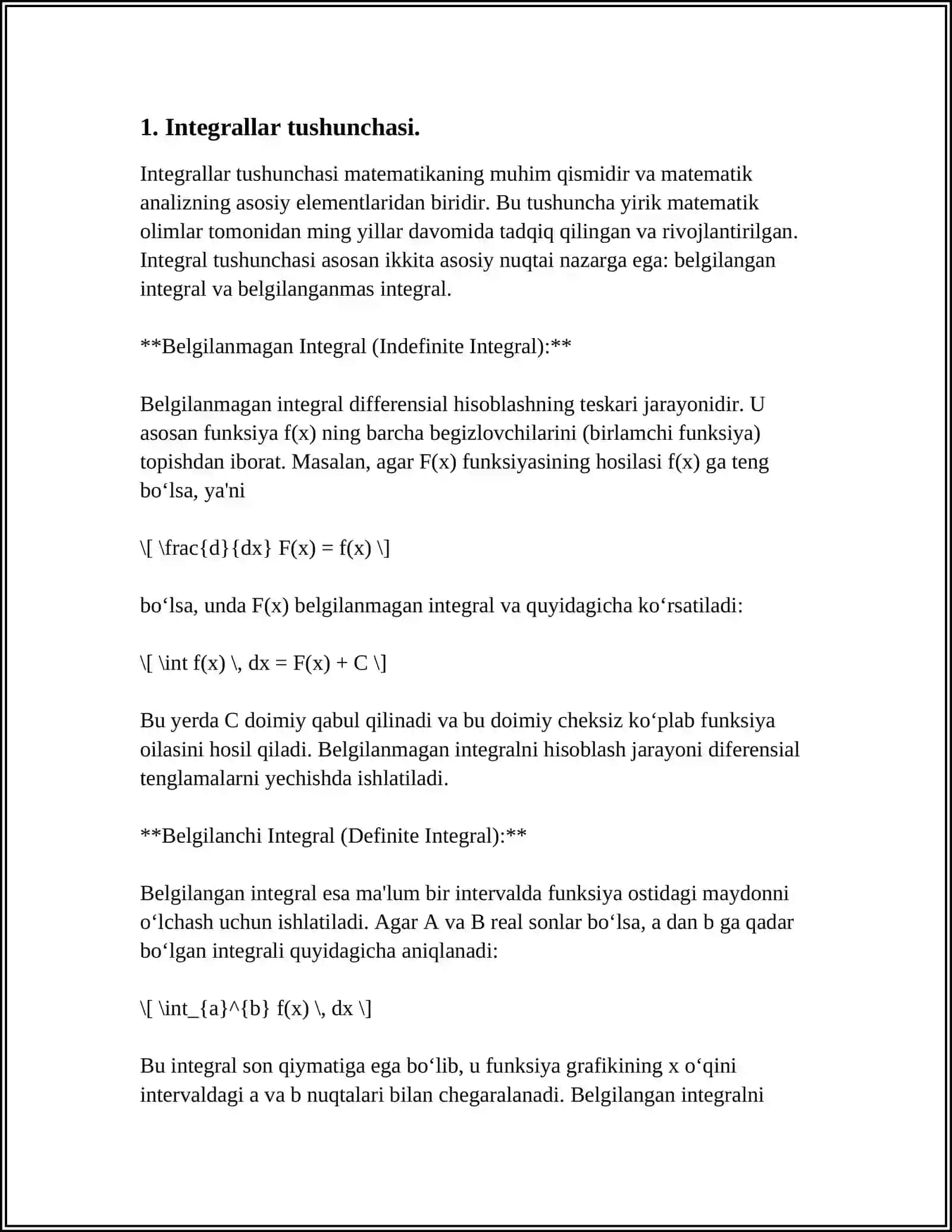 MOLIYAVIY TAHLILDA INTEGRAL HISOBI 3