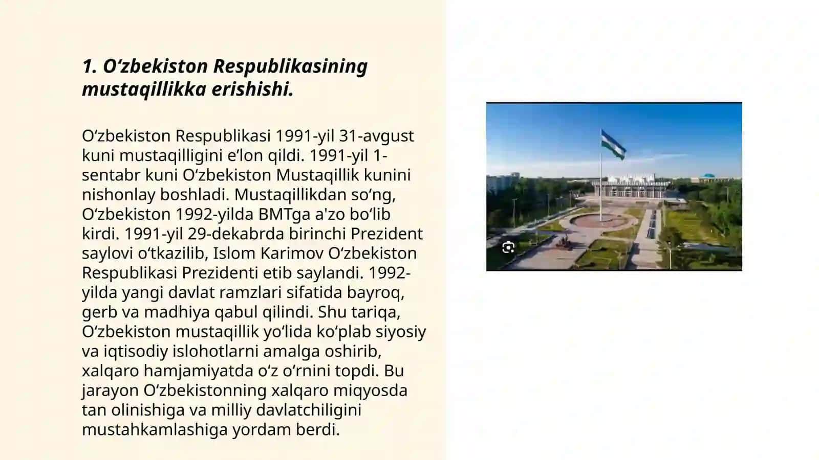 Oʻzbekiston Respublikasining Mustaqillikka Erishishi 3