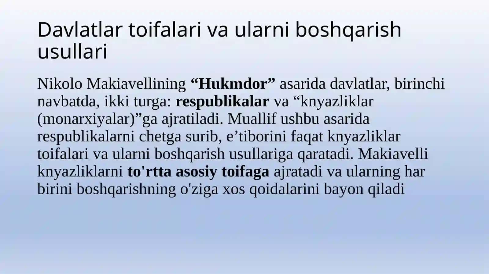 Makiavellining “Hukomdor” asari 3