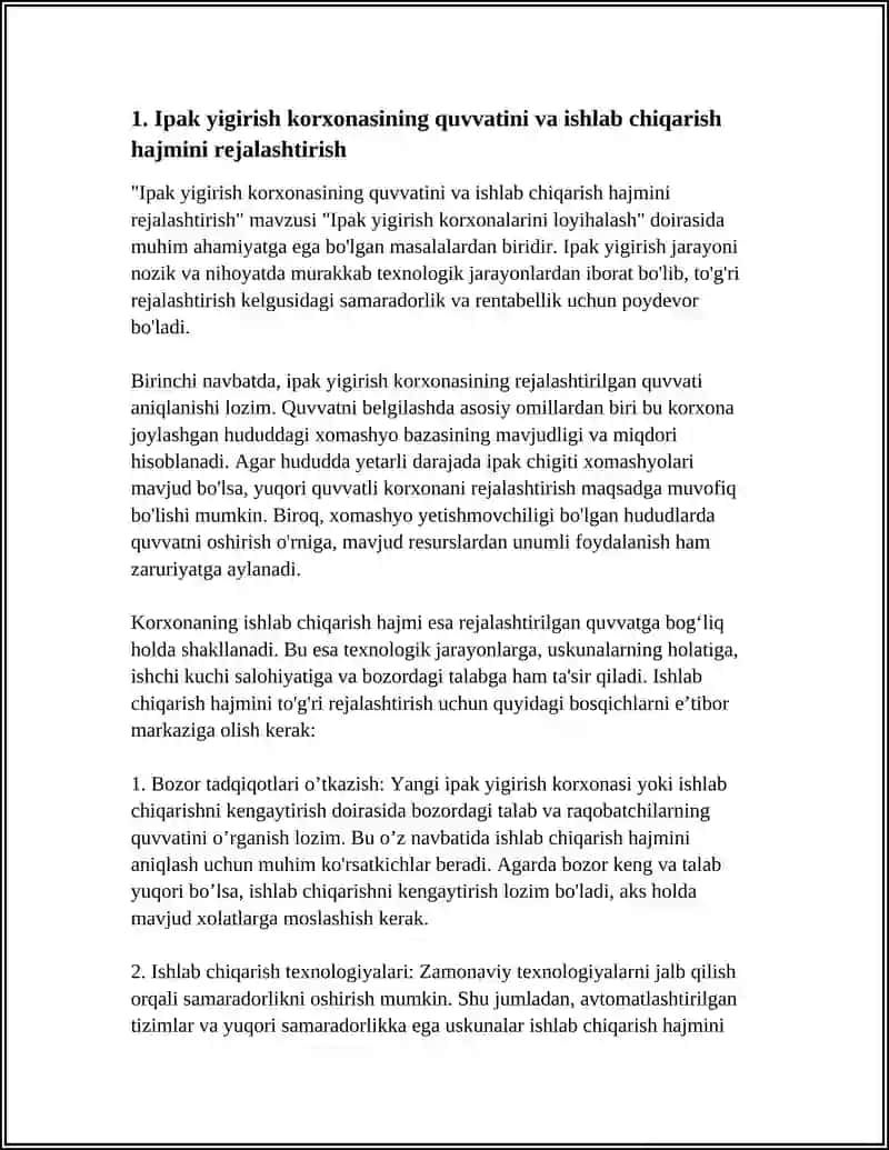 IPAK YIGIRISH KORXONALARINI LOYIHALASH 3