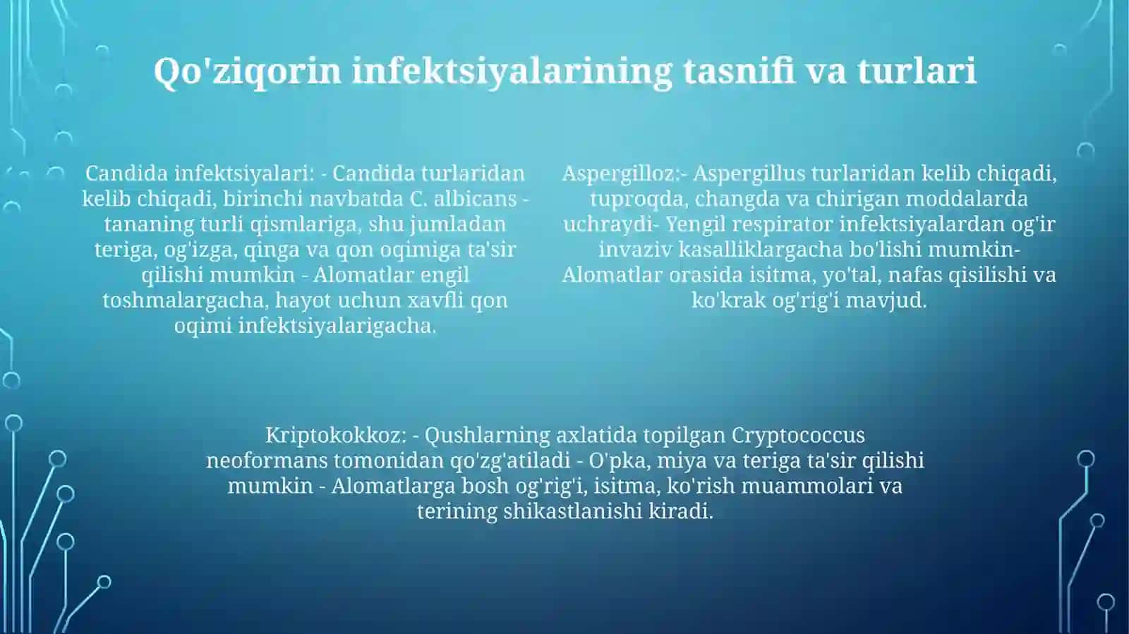Zamburugʻ Infeksiyalari (Kandidoz, Aspergillez) 3