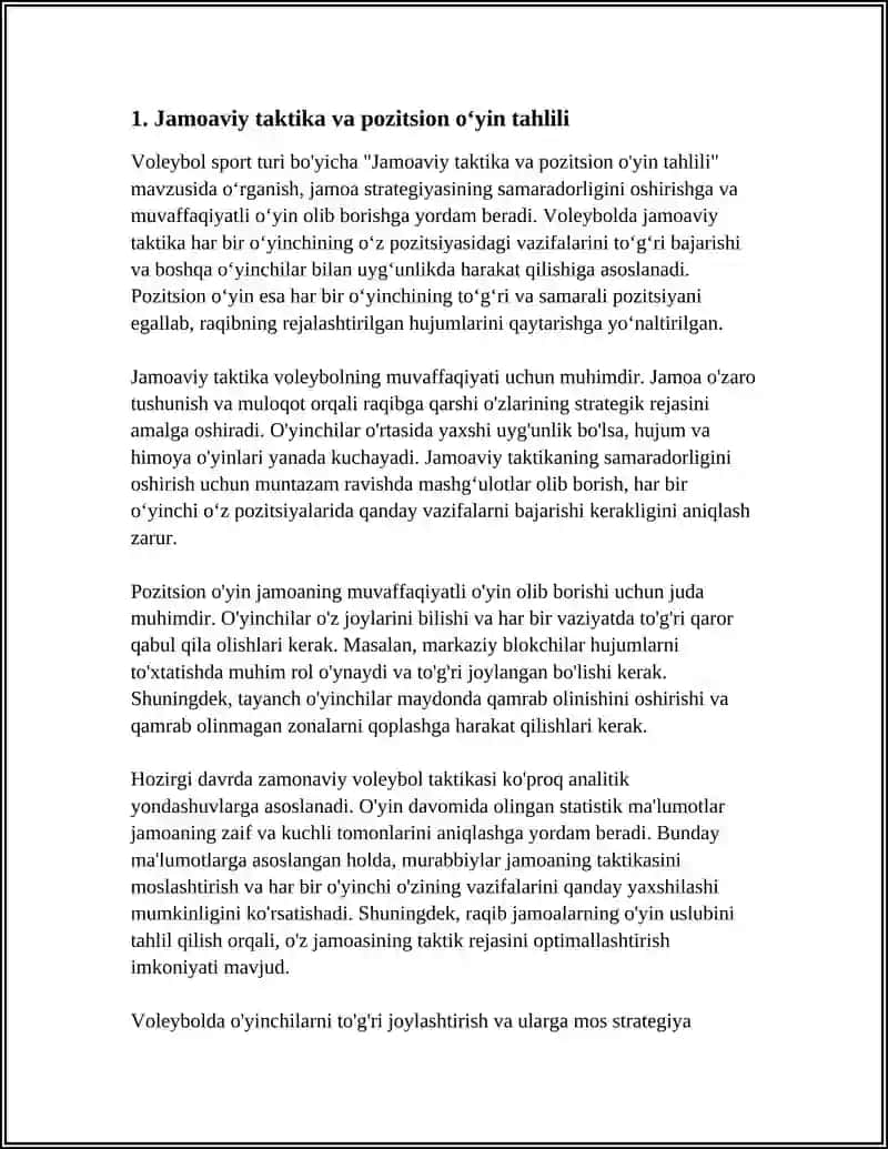 VOLLEYBOL SPORT TURI BOʻYICHA KEYS STUDY 3