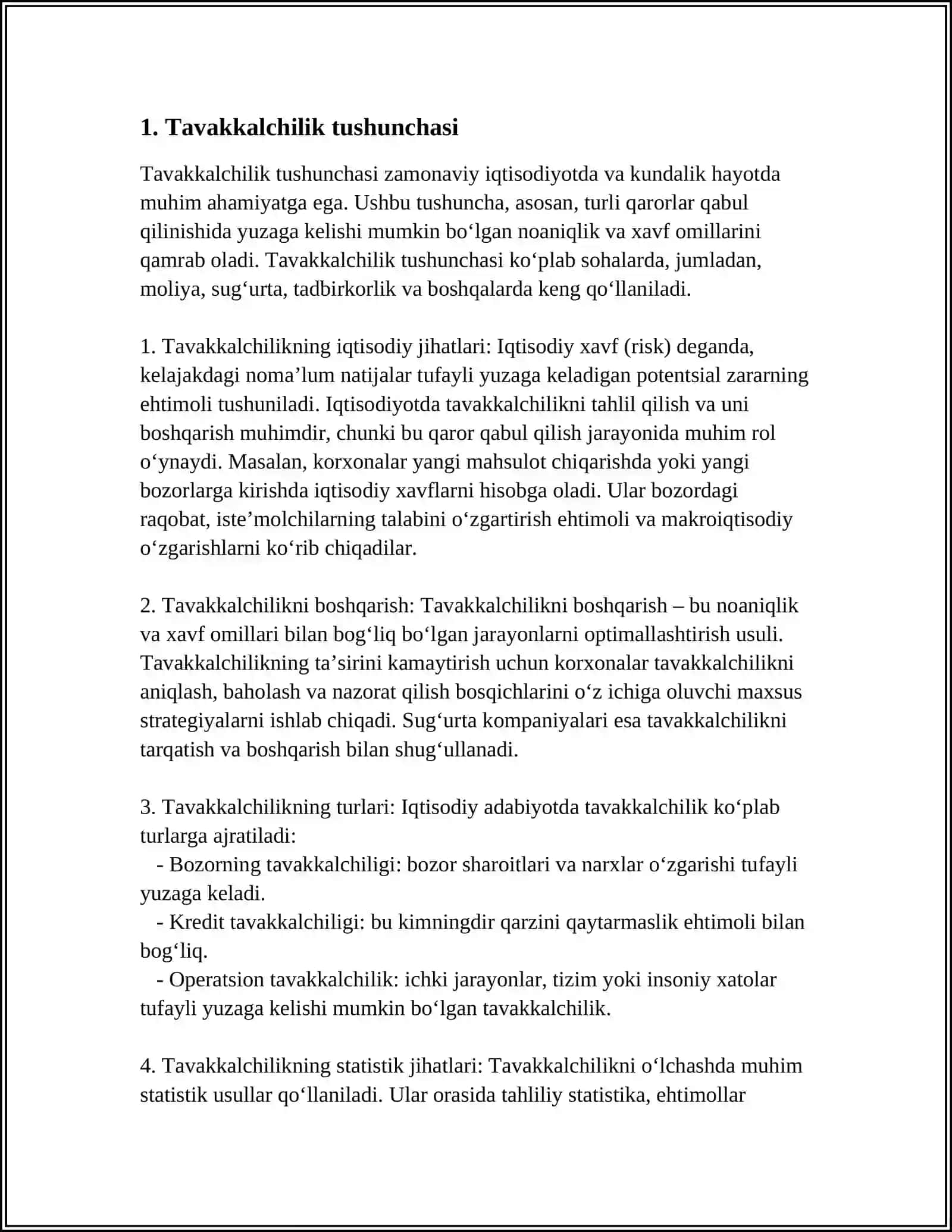 TAVAKKALCHILIK VA UNI HISOBLASH 3
