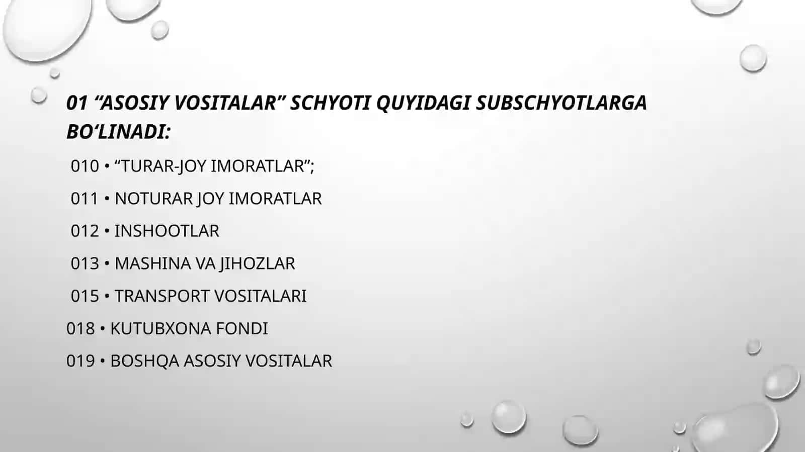 ASOSIY VOSITALARNI KIRIMINI HISOBGA OLISH 3