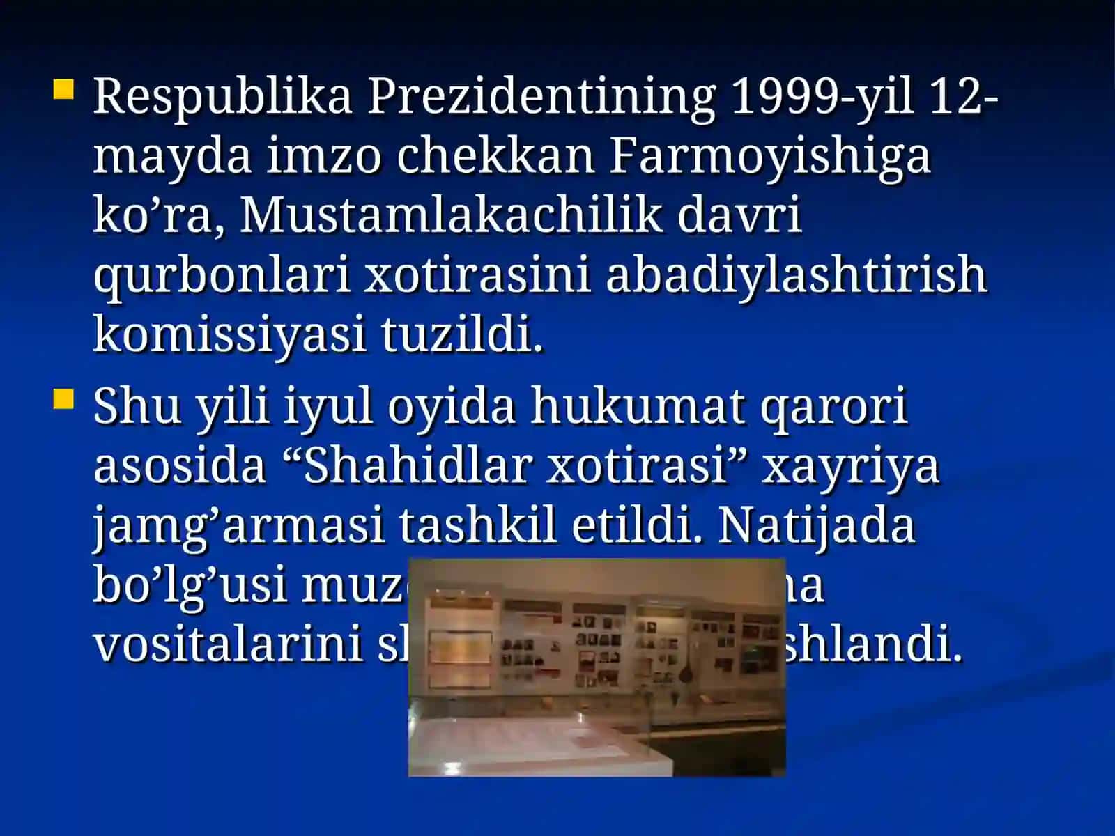 Qatag`on qurbonlari muzeyi materiallarini o`rganish 3