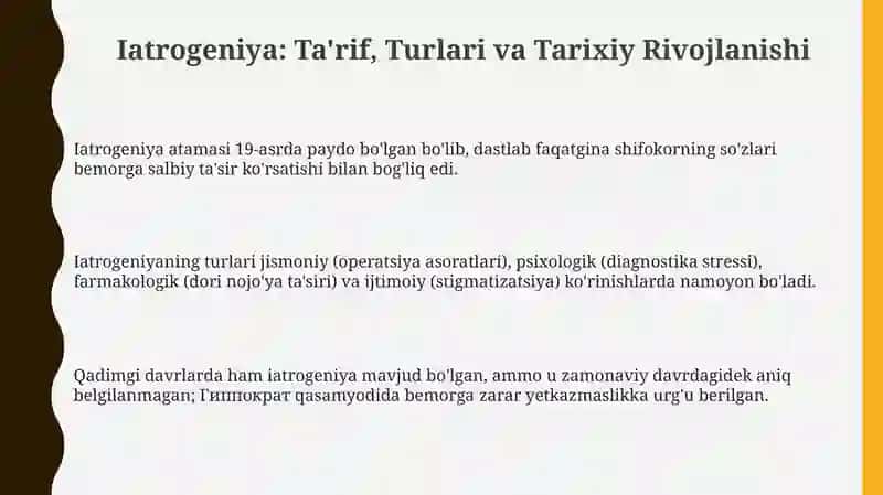Iatrogeniya: Ta'rif, Turlari va Tarixiy Rivojlanishi 3
