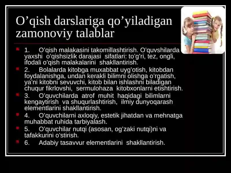 Zamonaviy darstipologiyasi va unga qo'yiladigan talablar 3