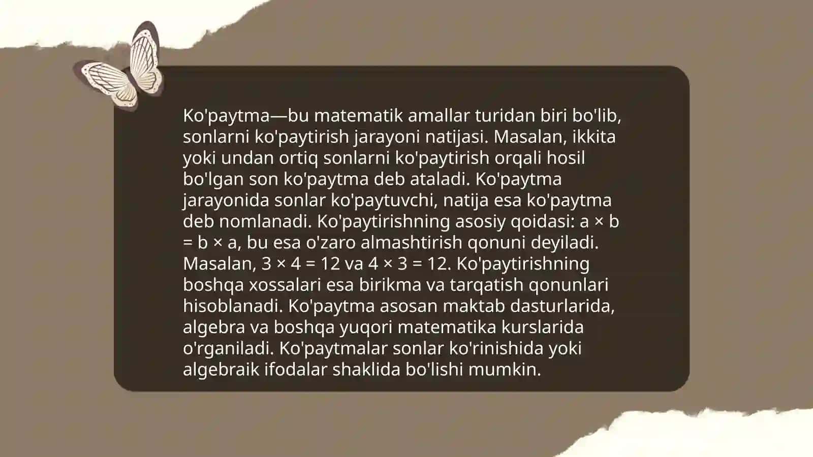 Ko'paytmaning Ta'rifi va Qoidalarining Nazariyasi 3