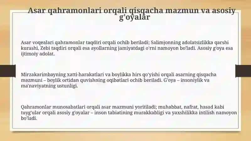 "Kechavakunduz" asarini obrazlar orqali o'rganish 3