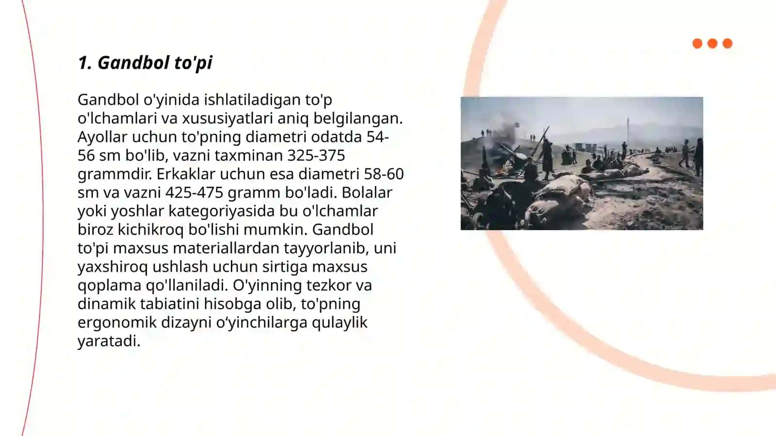 Gandbolning jihozlari va maydon o'lchamlari 3