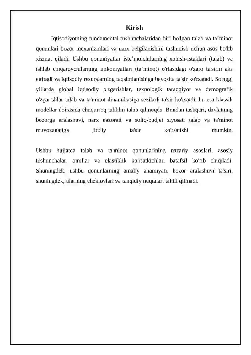 Talab va taklif qonunlari 3