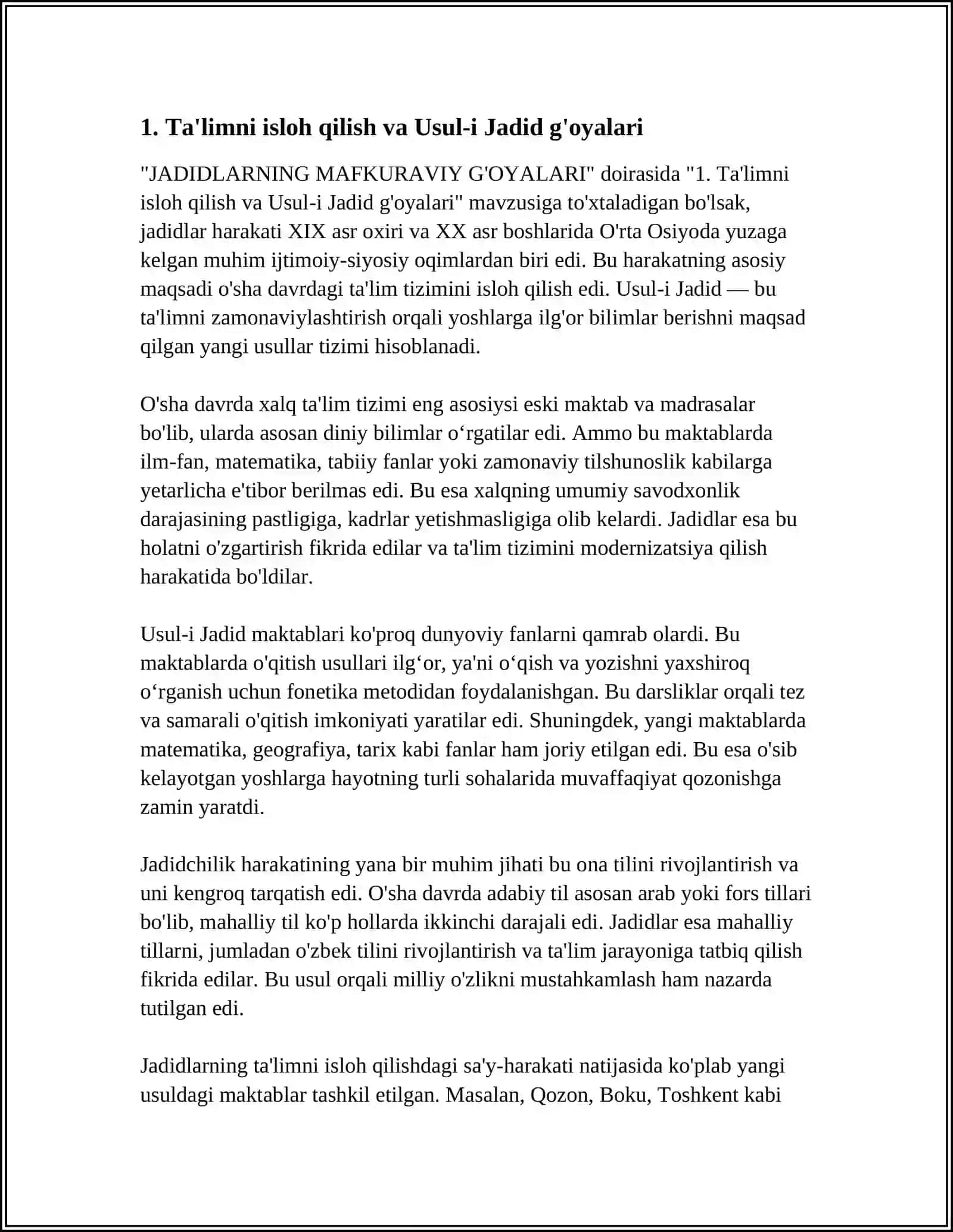 JADIDLARNING MAFKURAVIY G'OYALARI 3
