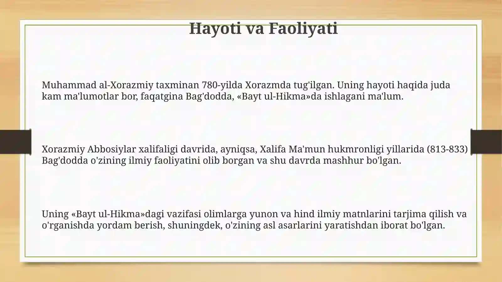 Muhammad Al-Xorazmiy hayotiva ijodi haqida 3