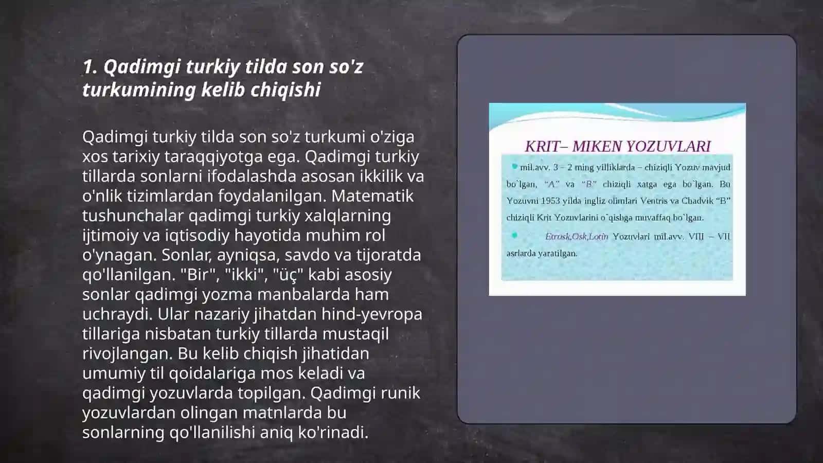 Qadimgi turkiy til tarixida son so‘z turkumi 3