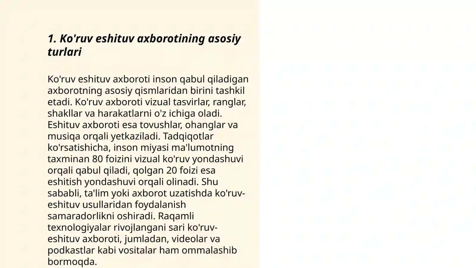 Ko'ruv eshituv axborotining yo'llari 3