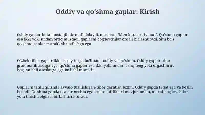 Oddiy va Qoʻshma Gaplar 3
