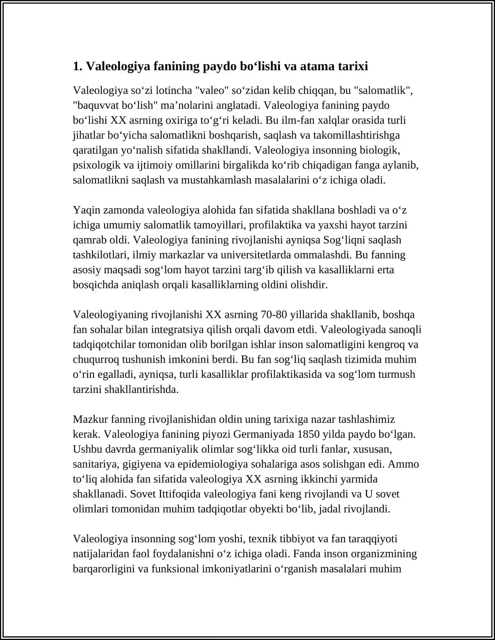 VALEOLOGIYA FANINING TARIXI VA RIVOJLANISH BOSQICHLARI 3