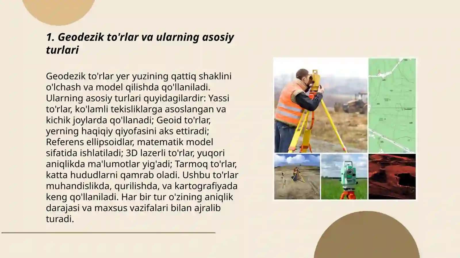 Geodezik to'rlar va ularning rekognassirofka qilish 3