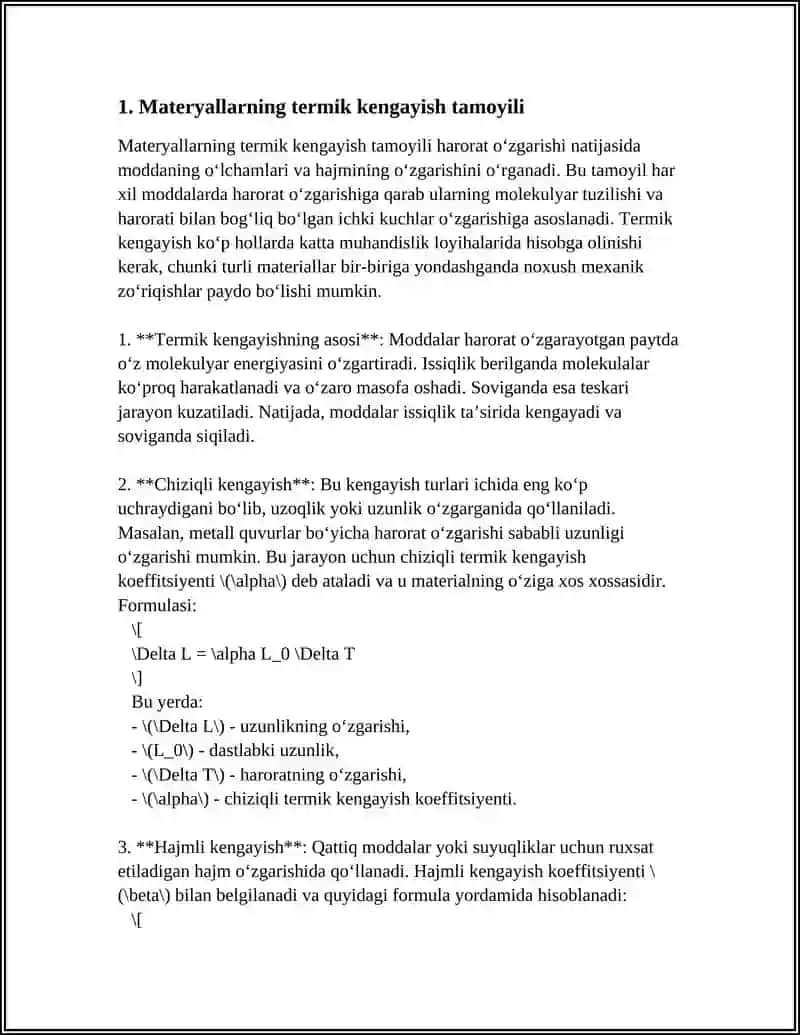 MATERYALLARNING ISSIQLIKDA KENGAYISHI 3