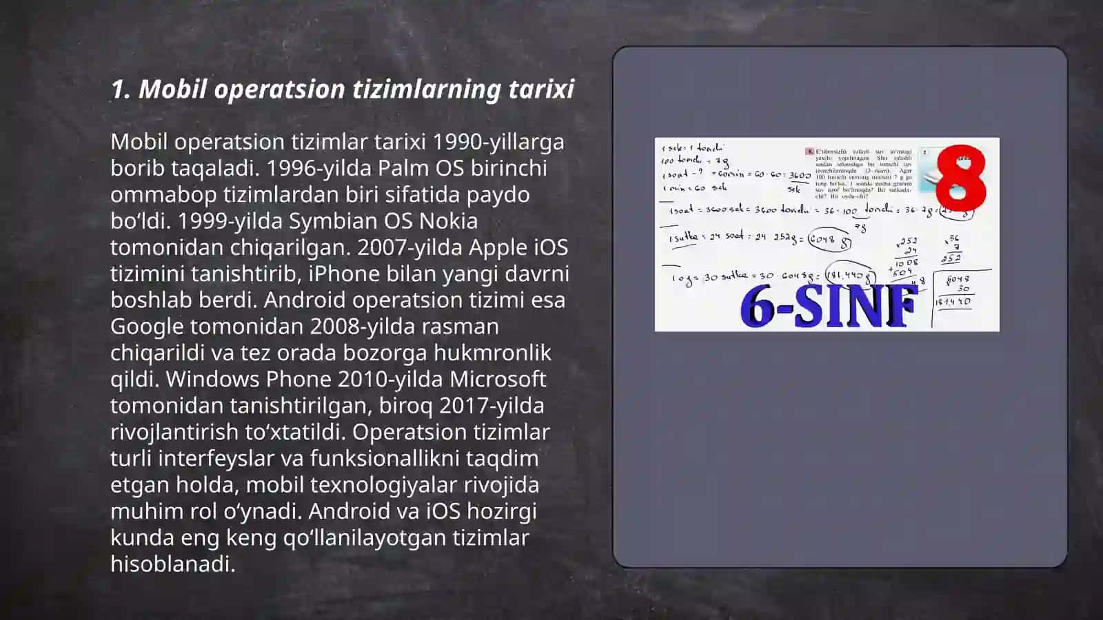 Mobil operatsion tizimlar va uning rusumlari, misollar 3