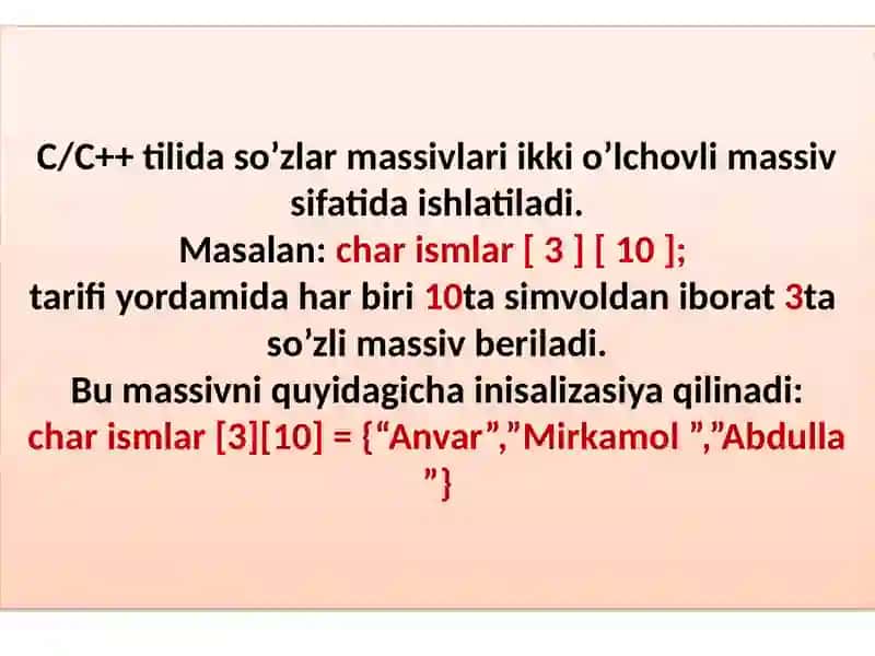 SIMVOLLI MASSIVLAR BILAN ISHLASH 3