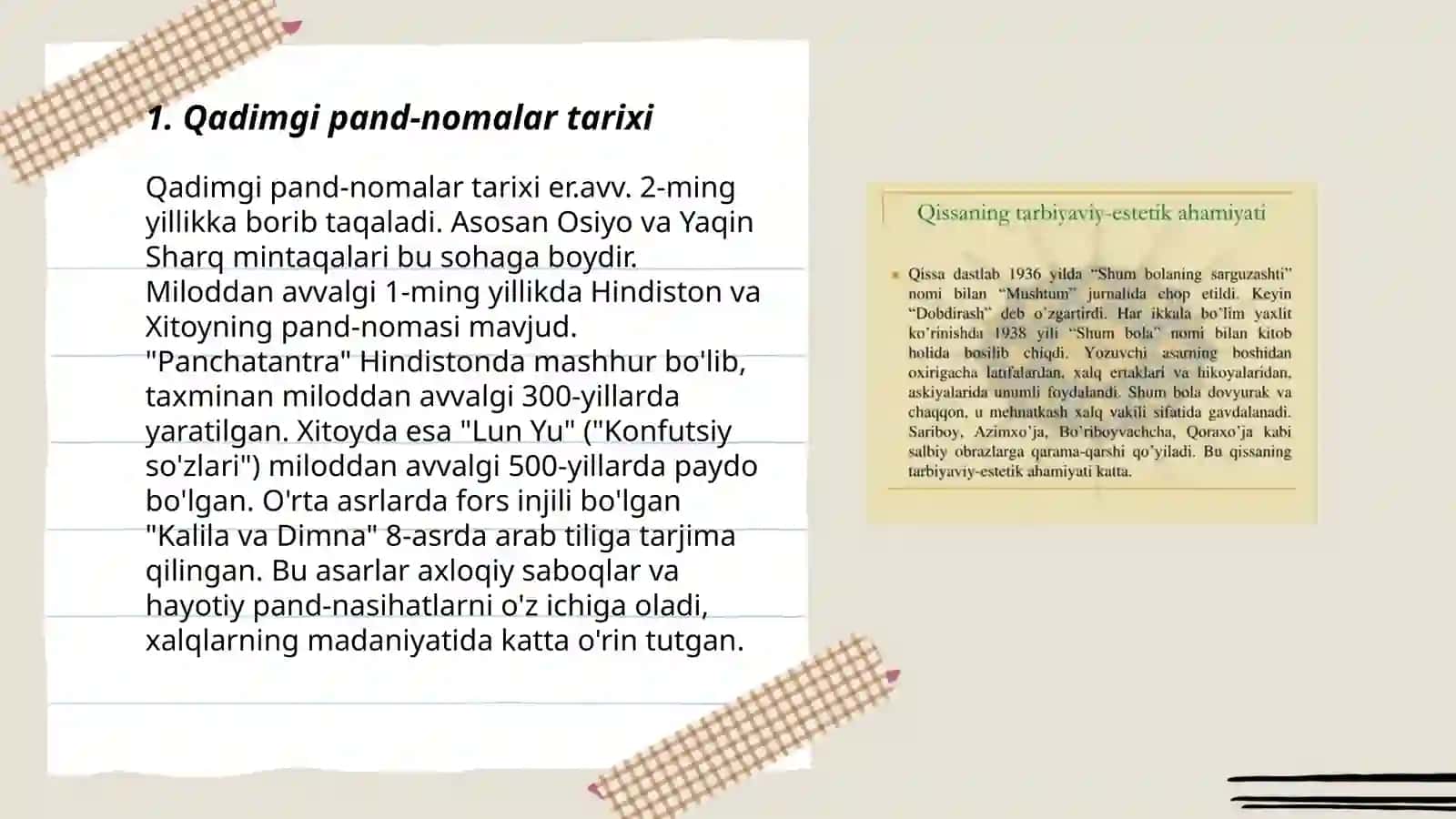 Qadimgi pand-nomalar tarixi 3