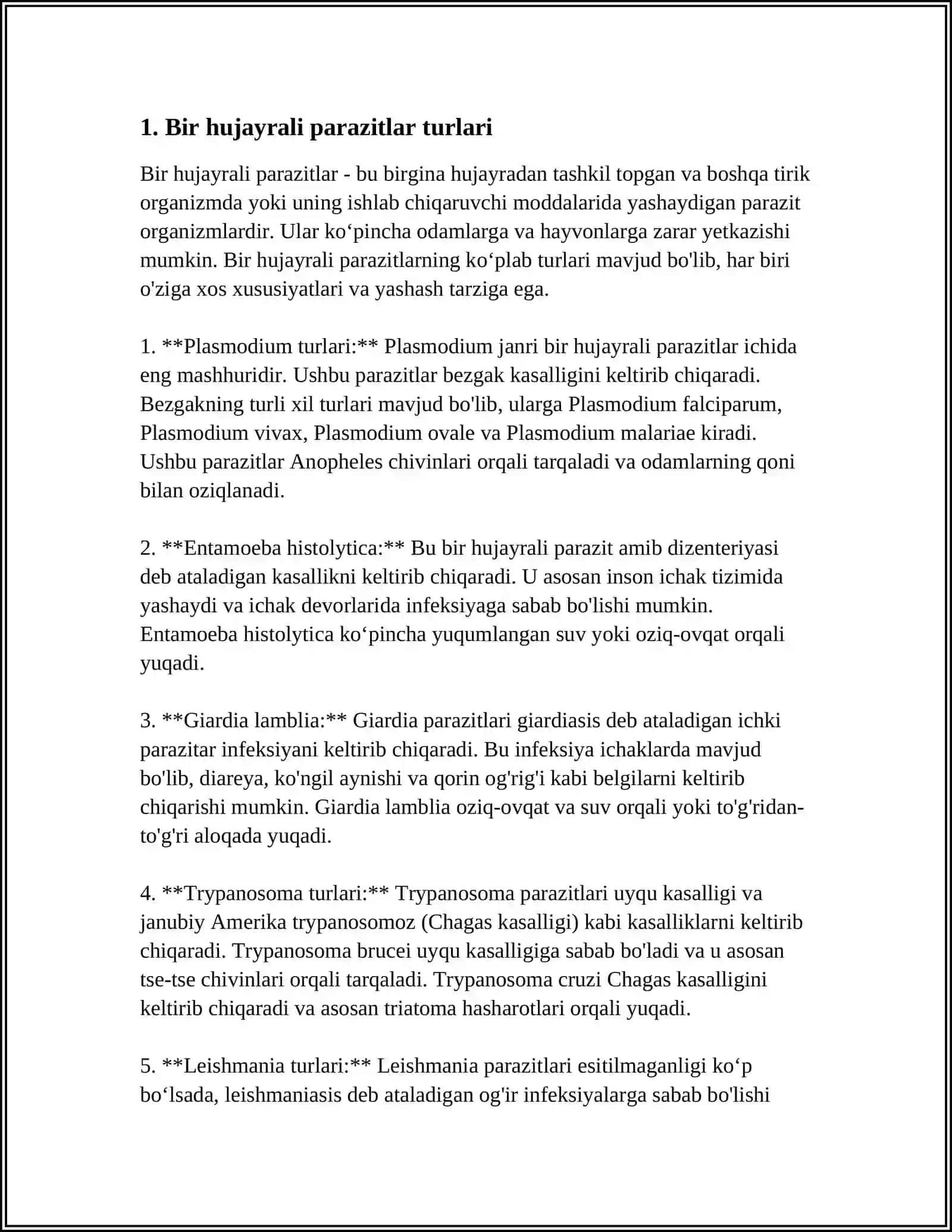 ODAMDA PARAZITLIK QILUVCHI SODDA HAYVONLAR 3
