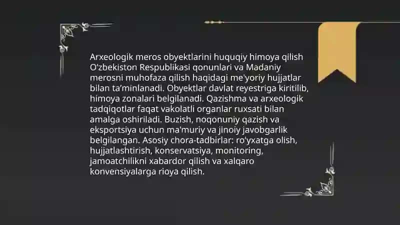 Arxeologiya merosi obyektlarini muhofaza qilish 3
