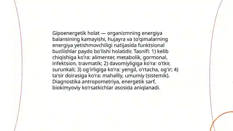 Gipoenergetik holatlar 3