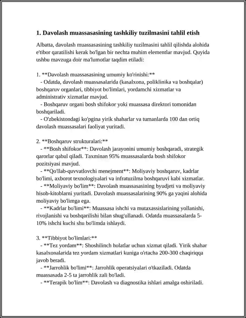 DAVOLASH MUASSASALARINING FAOLIYATINI TAHLIL ETISH 3