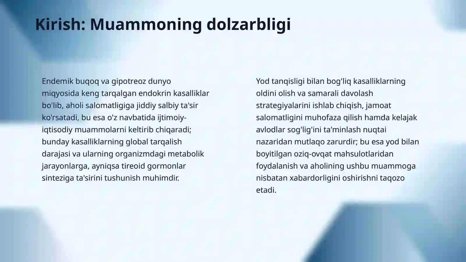 Endemik buqoq va gipotreoz patogenizi va davolash usullari 3