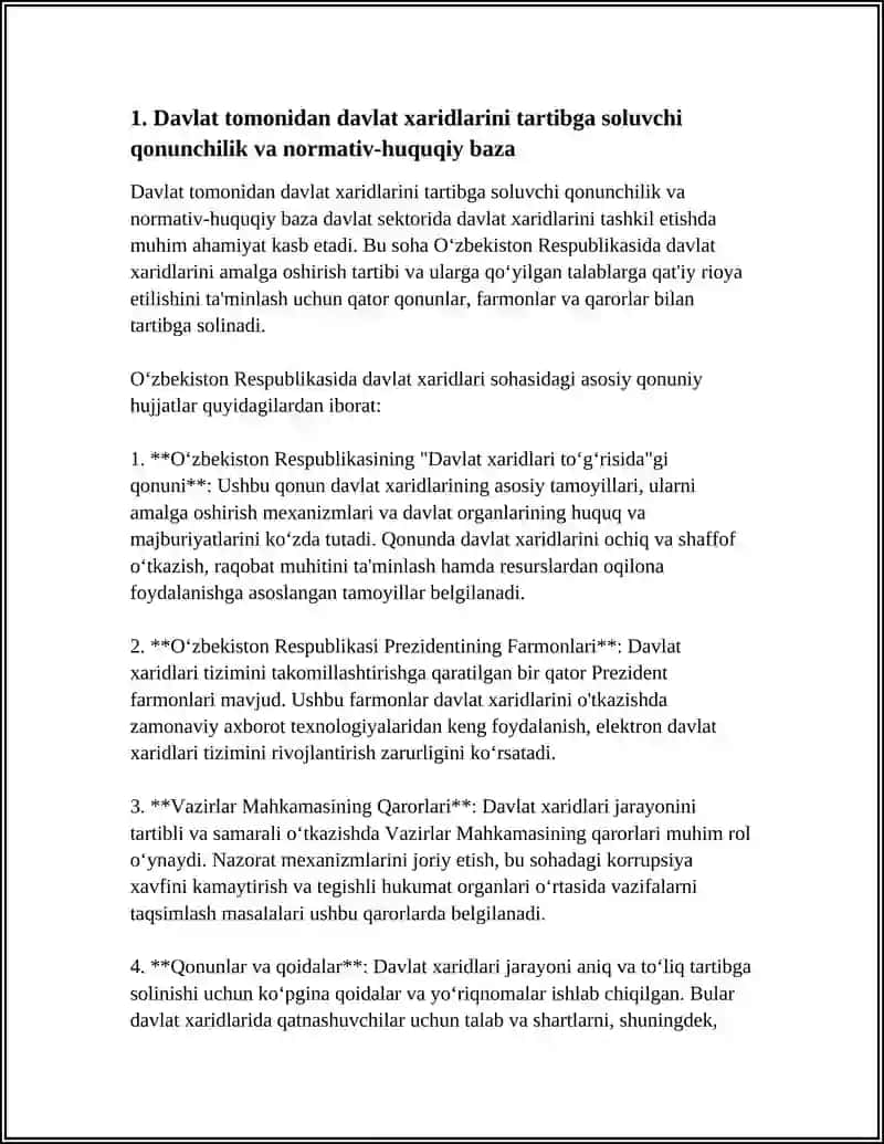 Davlat Xaridlari Tartibga Solish 3