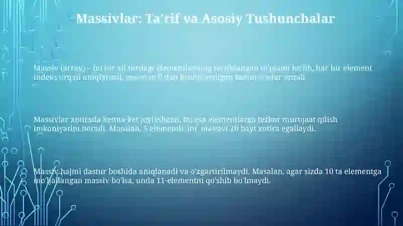 Massivlar va ularning turlari 3