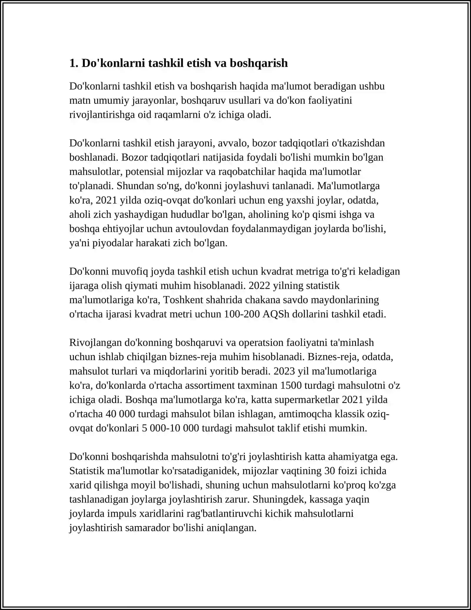 SAVDO VA UMUMIY OVQATLANISH REFERAT 3