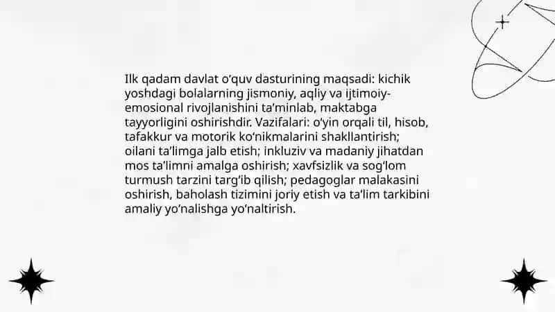 Ilk qadam davlat oʻquv dasturi 3