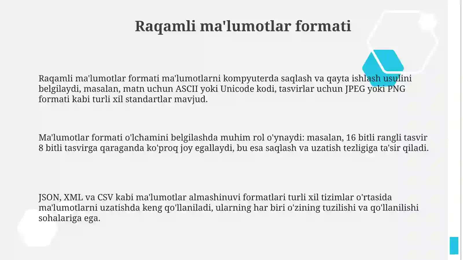 Raqamli ma'lumotlar formati 3