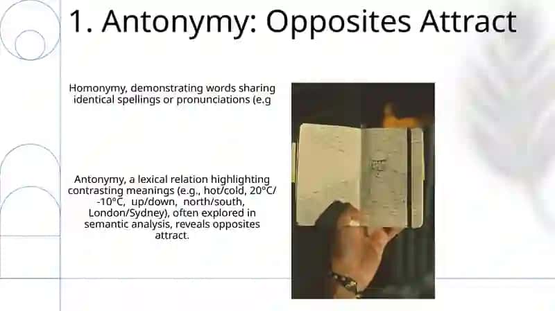 Lexical relationship - synonymy, antonymy, homonymy 3
