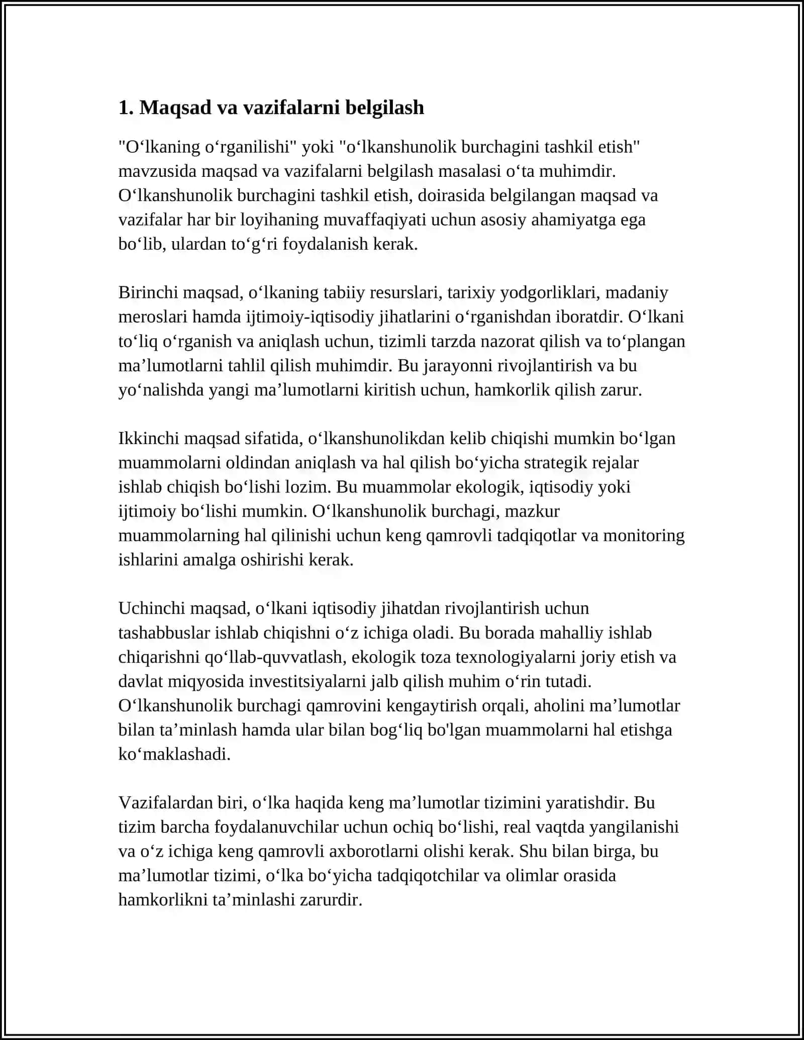 OʻLKANSHUNOSLIK BURCHAGI TASHKIL ETISH 3