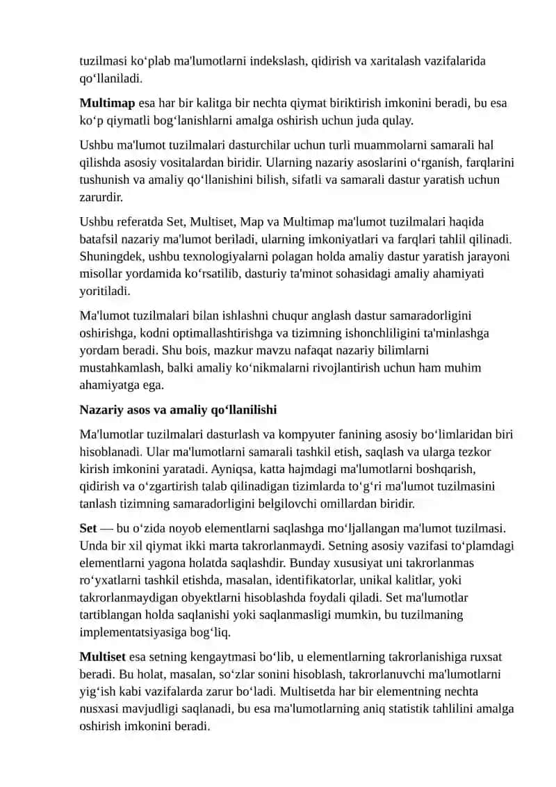 Set, Multiset, Map va Multimap texnologiyalari 3