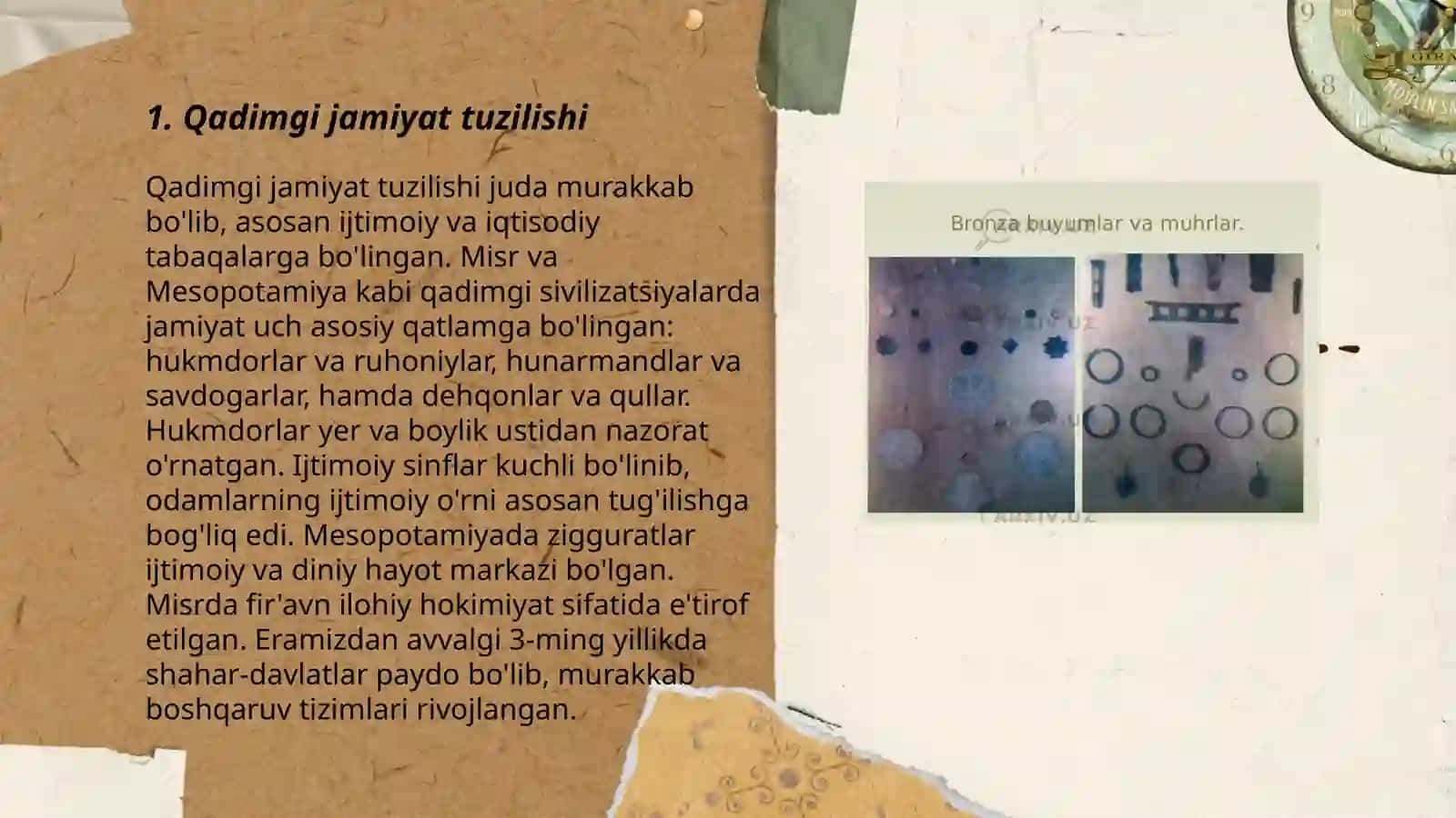 Bronza davri ijtimoiy munosabatlar 3