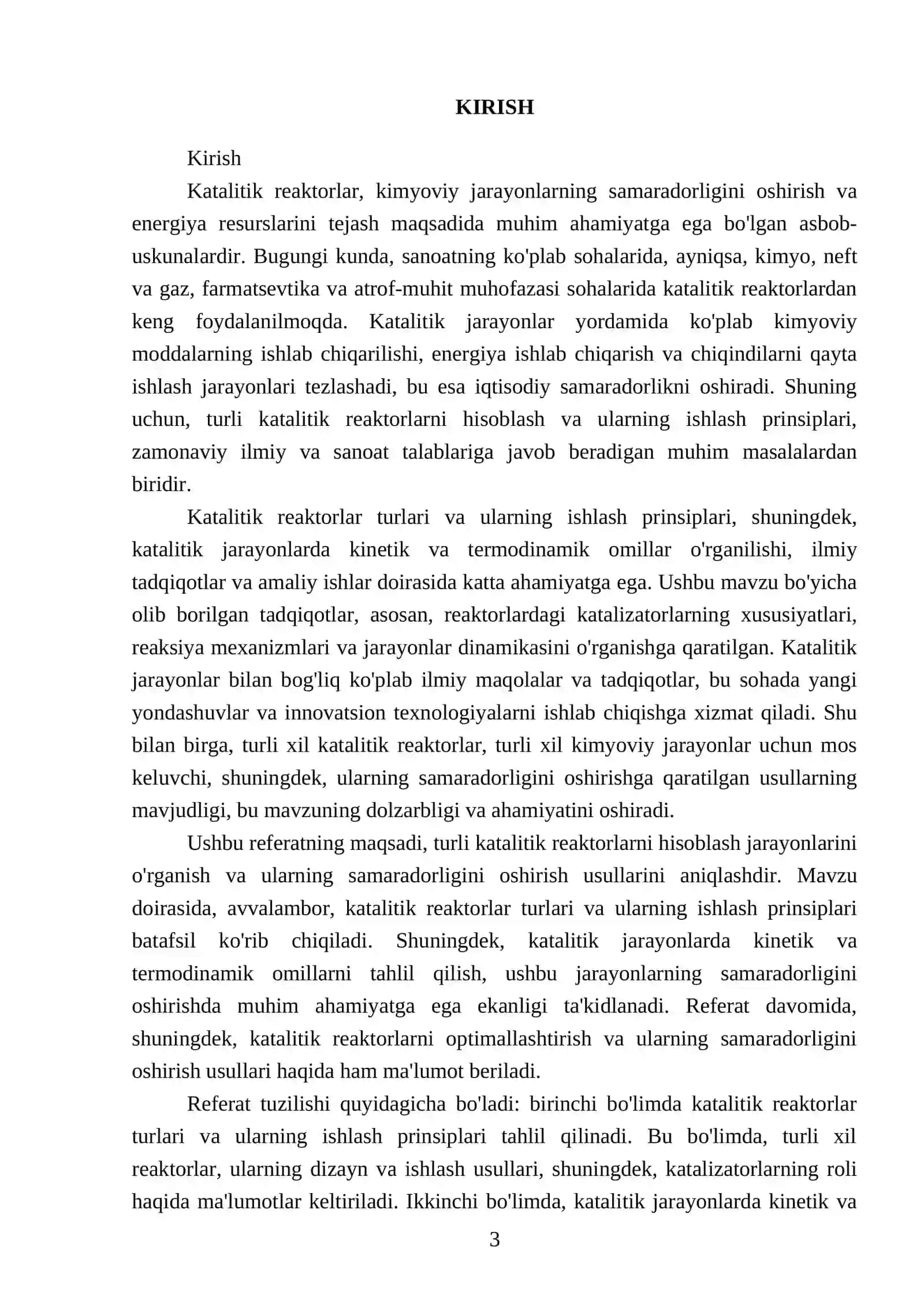 Turli katalitik rektorlarni hisoblash 3