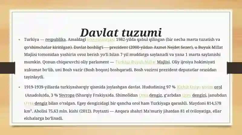 Turkiya Davlati Haqida Ma’lumot 3